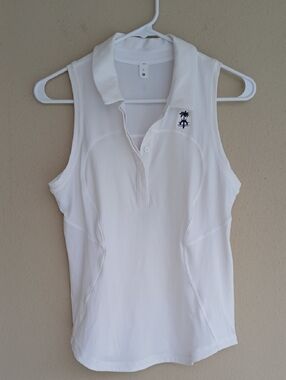 Lululemon Sleeveless Polo Shirt Size 6 White Quick-Dry Golf Tennis Top